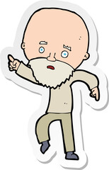 Obraz premium sticker of a cartoon worried old man pointing