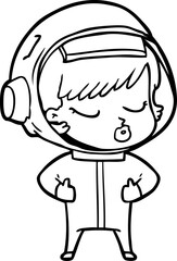cartoon pretty astronaut girl