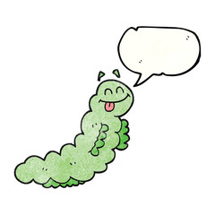 freehand speech bubble textured cartoon caterpillar