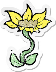 retro distressed sticker of a cartoon flower