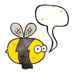 freehand speech bubble textured cartoon bee