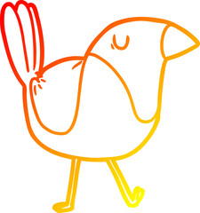 warm gradient line drawing of a cartoon bird