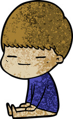 cartoon smug boy sitting