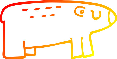 warm gradient line drawing of a cartoon sleepy bear