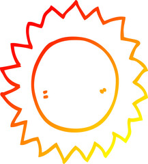 warm gradient line drawing of a cartoon sun