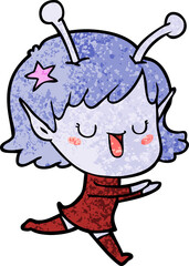 happy alien girl cartoon