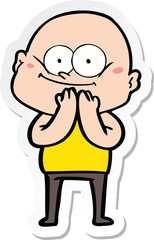 sticker of a cartoon bald man staring