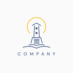 Light tower education  logo design vector template editable 