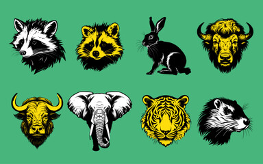 Unique and meticulously crafted collection of animal illustrations, blending the timeless allure of silhouettes with the artistry of engraving. Dive into the captivating world of wildlife, adorned wit