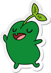 sticker cartoon illustration kawaii cute sprouting bean