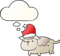 cute christmas dog with thought bubble in smooth gradient style