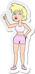sticker of a cartoon happy gym woman
