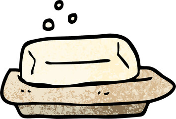 grunge textured illustration cartoon soap and dish