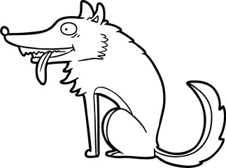 hungry cartoon wolf
