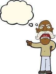 cartoon angry old man with thought bubble