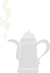 flat color illustration of steaming coffee kettle