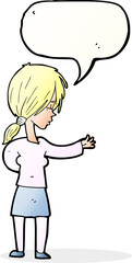 cartoon woman gesturing with speech bubble