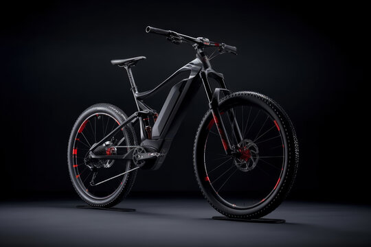 Futuristic sports bicycle on black background, AI Generated