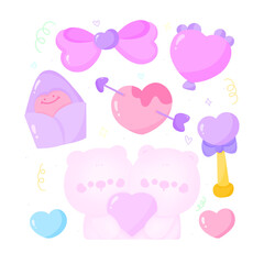 Bear couple on Valentine's day in pastel pink tones.