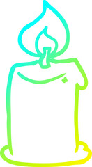cold gradient line drawing of a cartoon candle