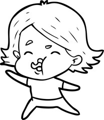 cartoon girl pulling face