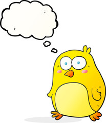 freehand drawn thought bubble cartoon bird