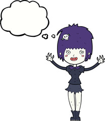 cartoon vampire girl with thought bubble