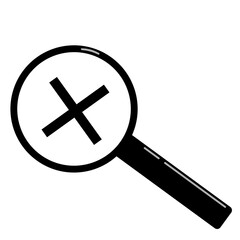 simple flat black magnifying glass deny cross sign