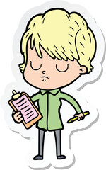 sticker of a cartoon woman