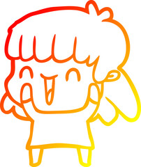 warm gradient line drawing of a cartoon woman