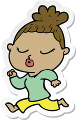 sticker of a cartoon calm woman