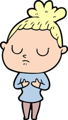 cartoon calm woman