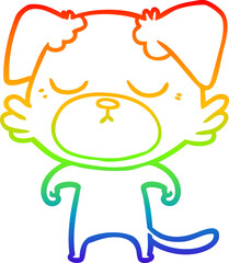 rainbow gradient line drawing of a cute cartoon dog