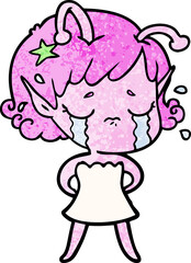 Fototapeta premium cartoon crying alien girl