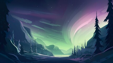 Abstract background northern lights. Illustration featuring an abstract background and a captivating banner design, illuminated by mesmerizing Northern neon lights. Generative AI. - obrazy, fototapety, plakaty