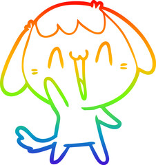 rainbow gradient line drawing of a cute cartoon dog