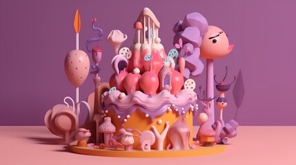 Obraz na płótnie Canvas Birthday Cakes Generative AI