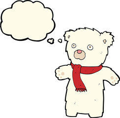 cartoon cute polar bear with thought bubble