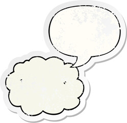 cartoon cloud with speech bubble distressed distressed old sticker