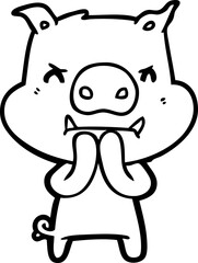 angry cartoon pig