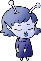 cute alien girl cartoon