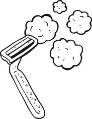 freehand drawn black and white cartoon razor