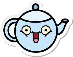 sticker of a cute cartoon teapot