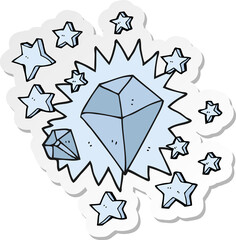 sticker of a cartoon sparkling diamond