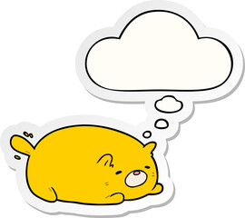 cartoon cat with thought bubble as a printed sticker