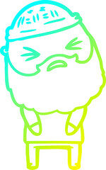 cold gradient line drawing of a cartoon man with beard
