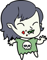 cartoon vampire girl with blood on cheek