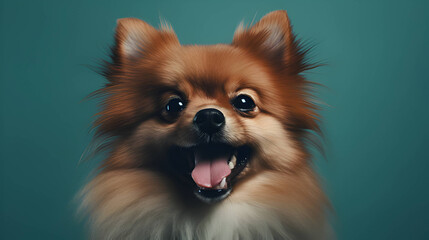 Happy Dog on Colored Background
