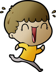 laughing cartoon man running