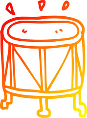 Fototapeta na wymiar warm gradient line drawing of a cartoon drum on stand